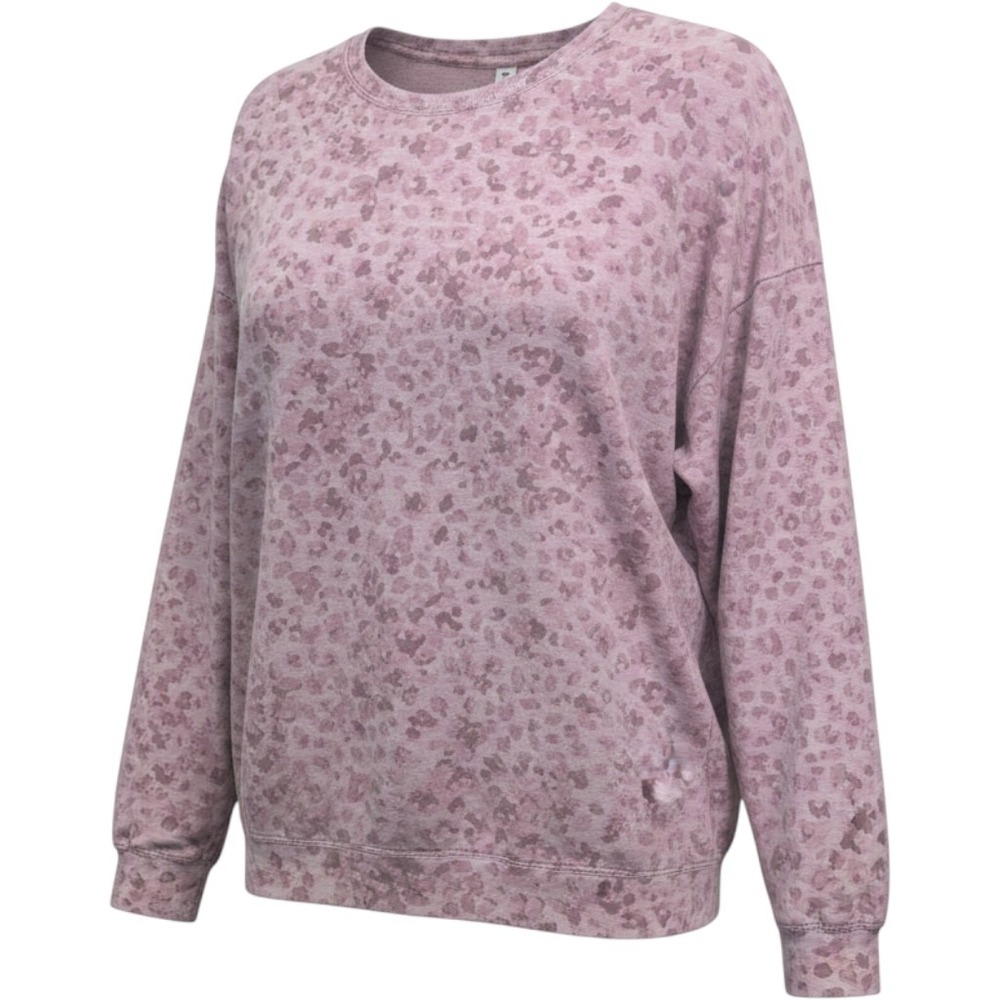 Athleta Sweatshirt Womens Medium Mauve Camo Leopard Print Tencel Modal 566636